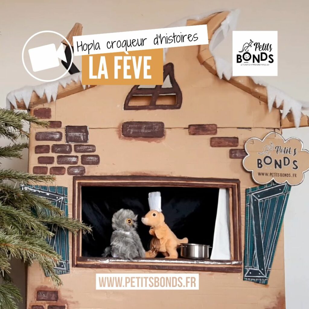 Hopla la marionnette kangourou de Petits bonds cherche la fève