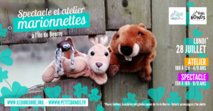Hopla marionnette kangourou de Petits Bonds à l'île du beurre pour un spectacle et un atelier fabrication de marionnettes à fil 28 juillet 2025