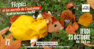 Hopla marionnette kangourou de Petits Bondsau café des boutchous à Pélussin le 23 octobre 2025