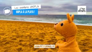 Les aventures d'Hopla marionnette kangourou de Petits Bonds à la mer